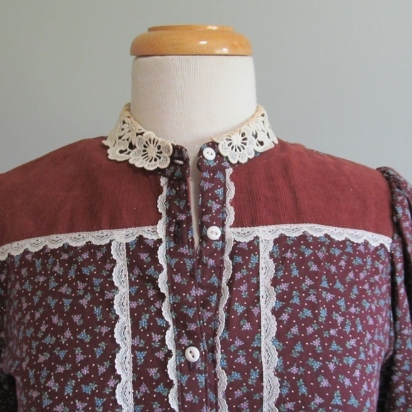 GUNNE SAX Jessica McClintock Cottagecore Prairie Midi Dress Buttons Front Sz M? - Picture 8 of 16
